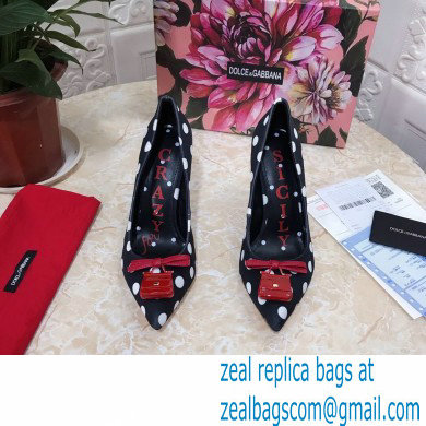 Dolce  &  Gabbana Heel 10.5cm Leather Dot Print Sicily Pumps Black 2021